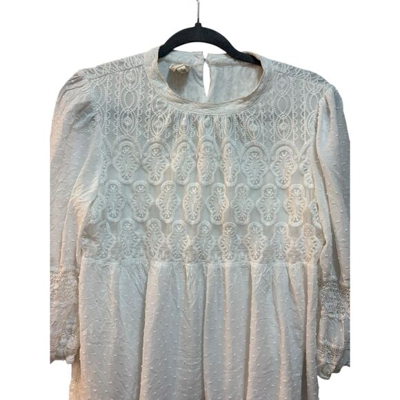 One September Blouse Womens Large White Lace Embroidered Peasant Top A512308 - Picture 3 of 7